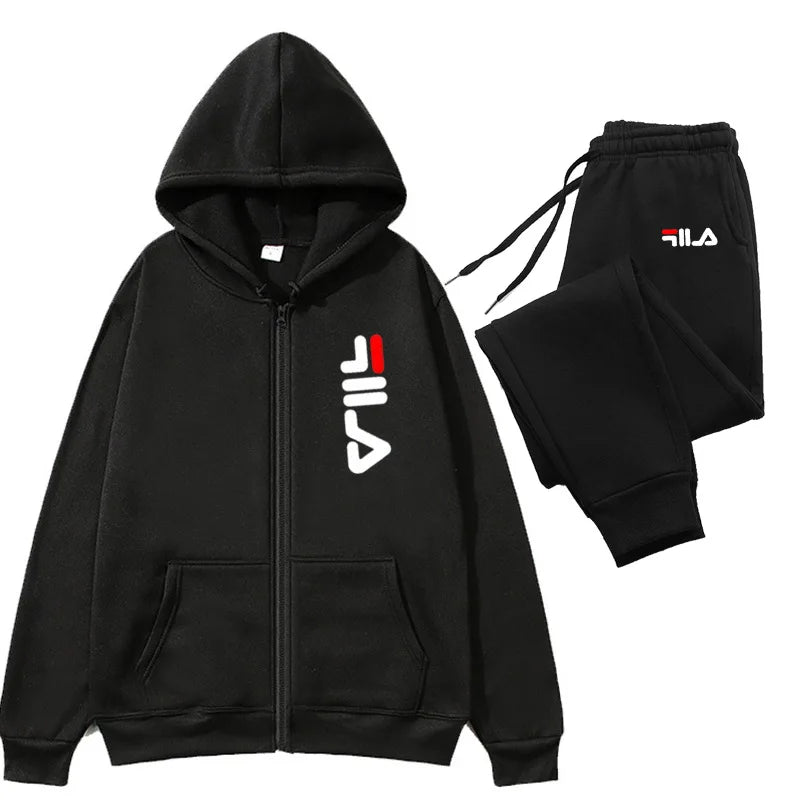 Men's 2 Piece Tracksuit Zipper Cardigan Jacket with Stripe Sweatpants Fashion Autumn Running Fitness Basketball Joggi