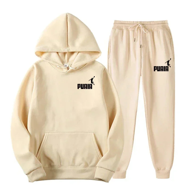 New Fashion Trend Men's and Women's Hooded Jacket Fashion Street Leisure Set Hoodie + Pants Multi-color Combination for Autumn a