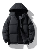 Men's Plus Size Hooded Puffer Jacket with Drawstring Hem