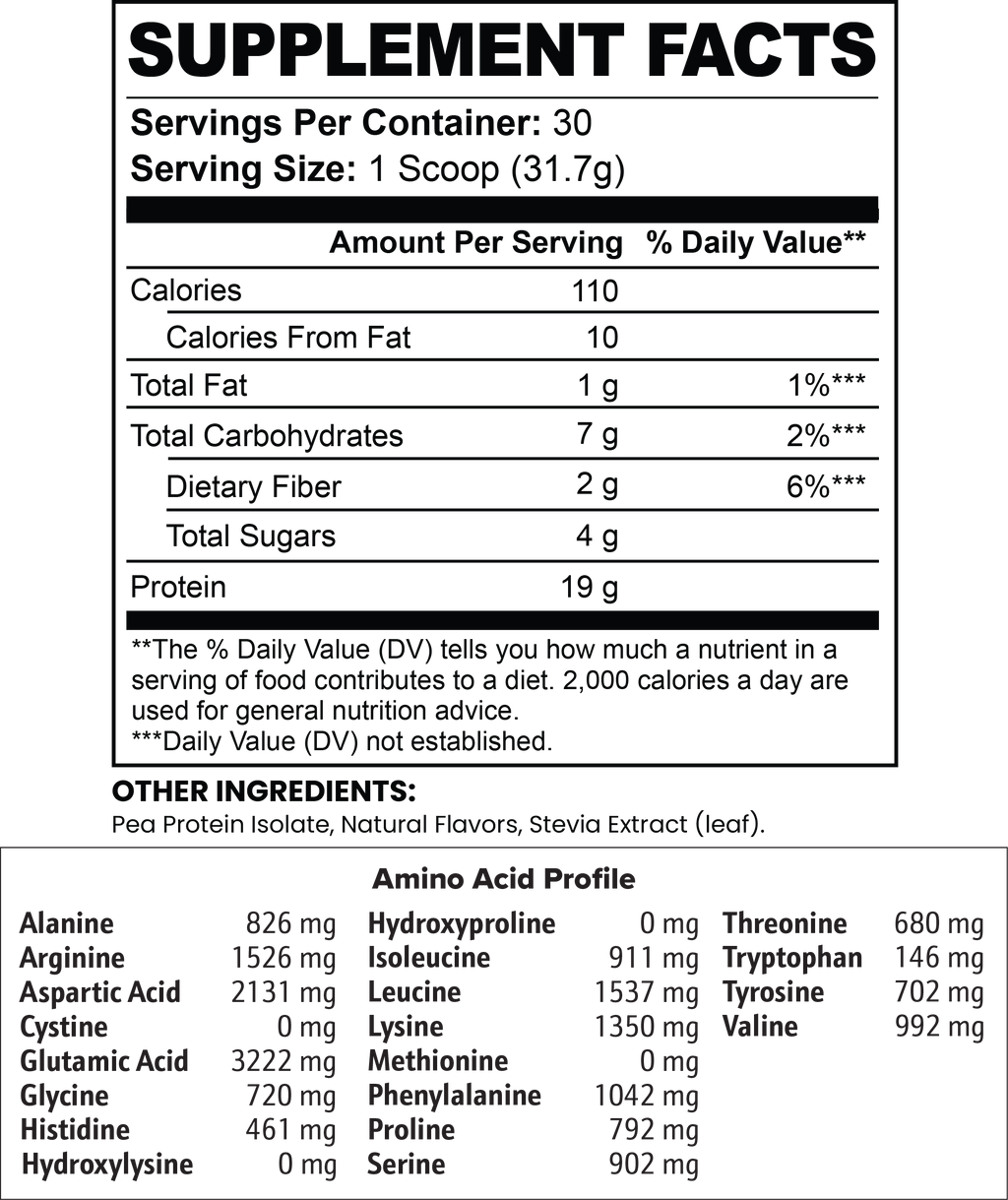 Chocolate Vegan Pea Protein Isolate Powder, 2.09 lbs