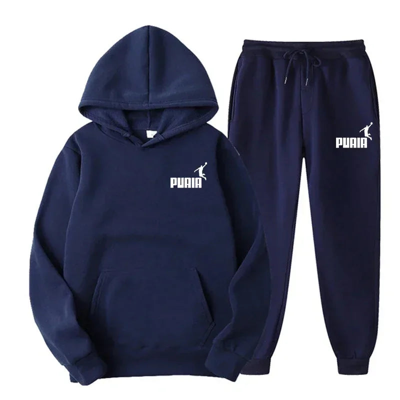 New Fashion Trend Men's and Women's Hooded Jacket Fashion Street Leisure Set Hoodie + Pants Multi-color Combination for Autumn a