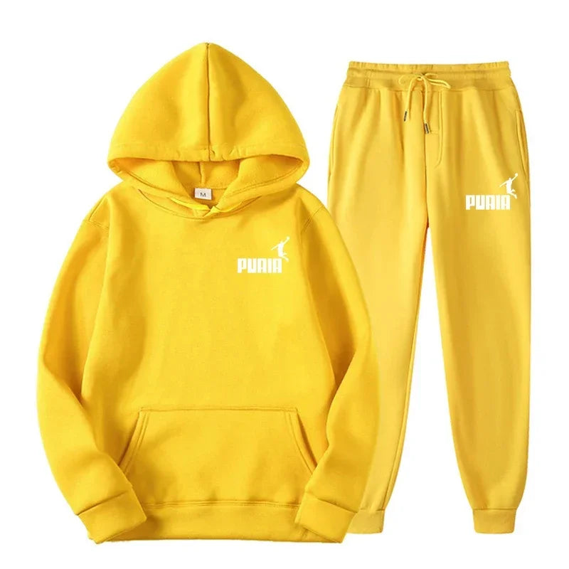 New Fashion Trend Men's and Women's Hooded Jacket Fashion Street Leisure Set Hoodie + Pants Multi-color Combination for Autumn a