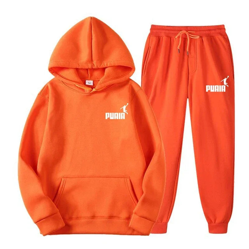 New Fashion Trend Men's and Women's Hooded Jacket Fashion Street Leisure Set Hoodie + Pants Multi-color Combination for Autumn a