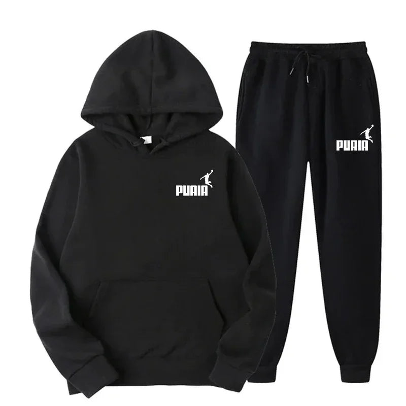 New Fashion Trend Men's and Women's Hooded Jacket Fashion Street Leisure Set Hoodie + Pants Multi-color Combination for Autumn a
