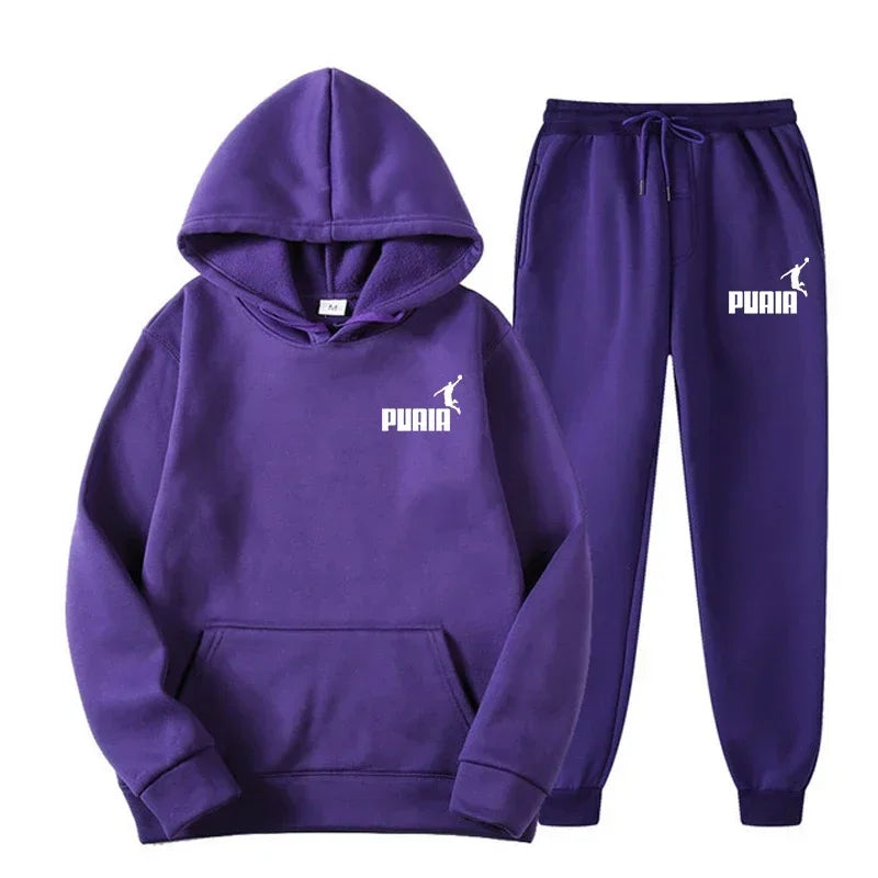 New Fashion Trend Men's and Women's Hooded Jacket Fashion Street Leisure Set Hoodie + Pants Multi-color Combination for Autumn a
